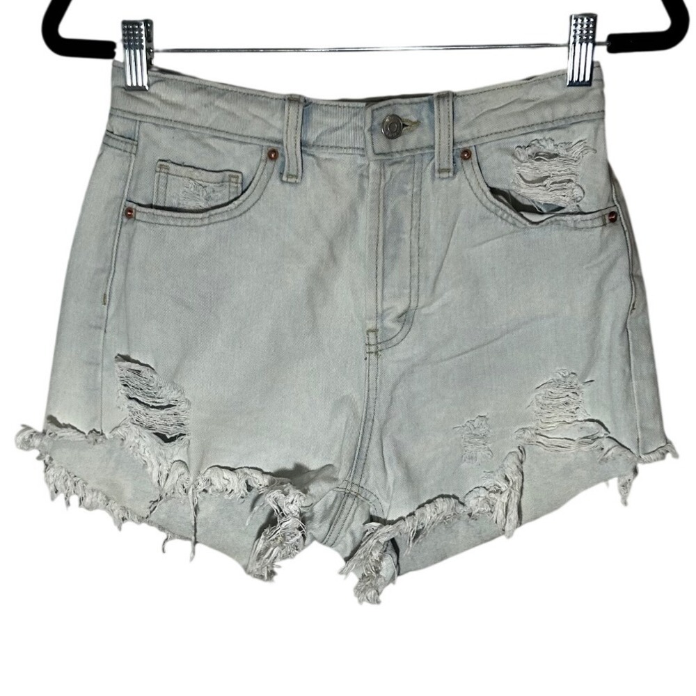Wild Fable Highest Rise Shorts Button Fly Cut Off Light Blue Denim Womens Size 4